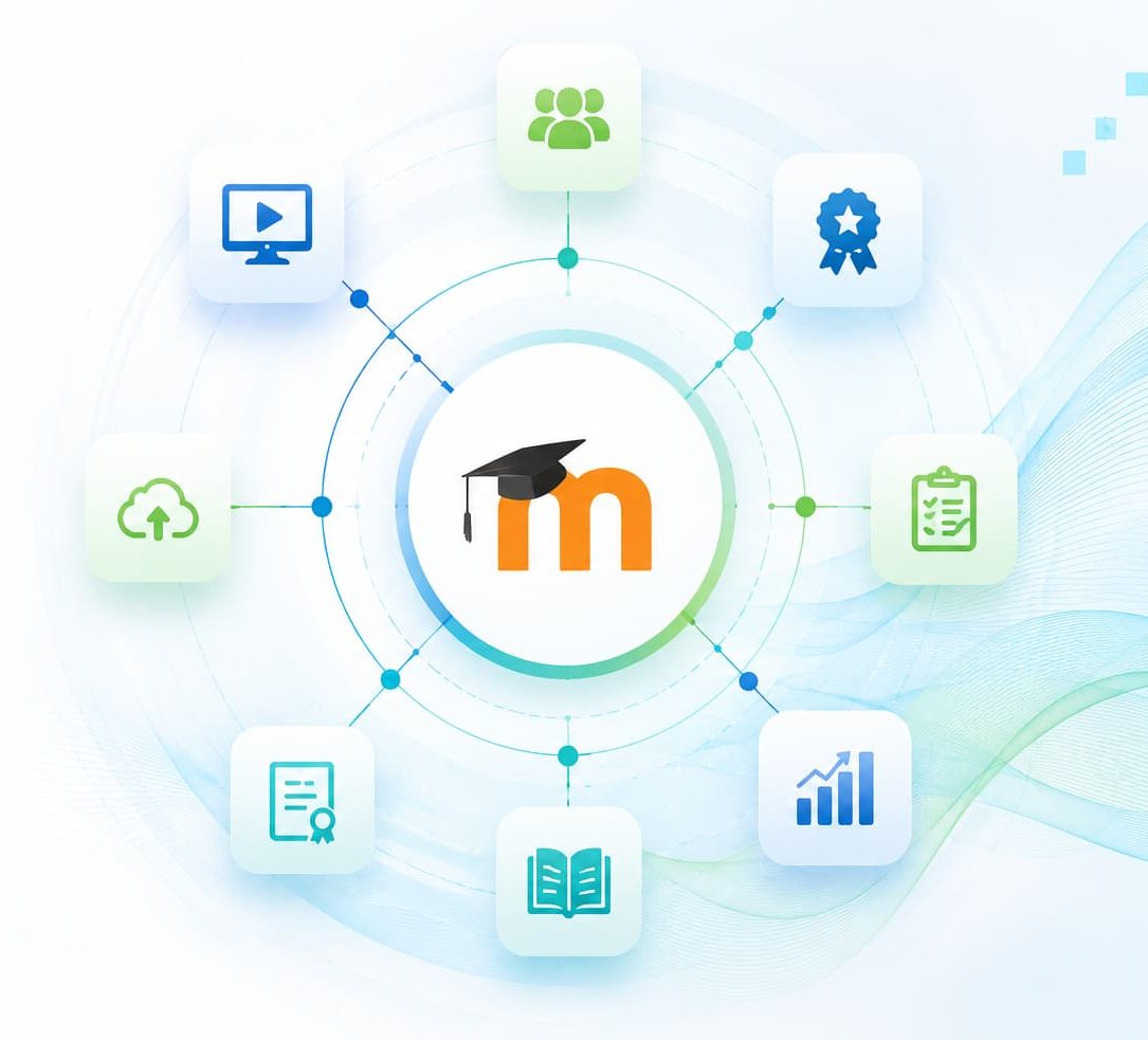 Example Moodle learning management system displayed on a computer